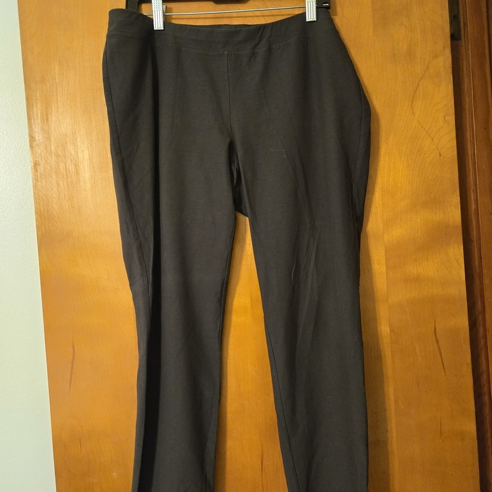 Eileen Fisher Washable Stretch Crepe Slim Pants Charcoal Gray Size L